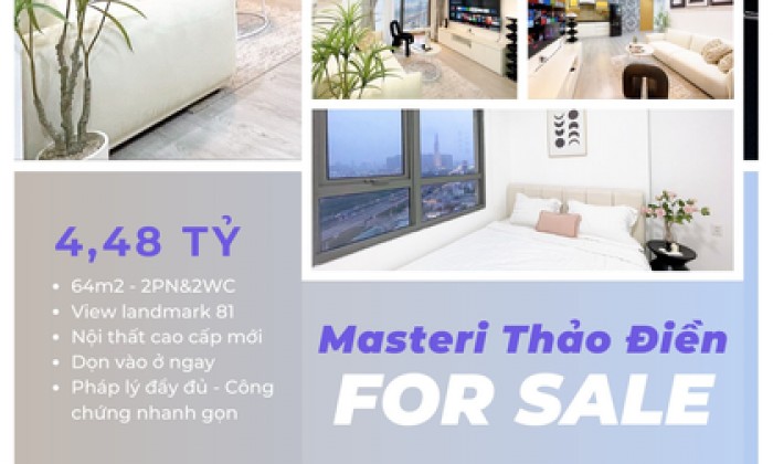 Chủ cần bán 2 phòng ngủ Masteri Thảo Điền, căn hộ đã hoàn thiện đẹp, ở ngay